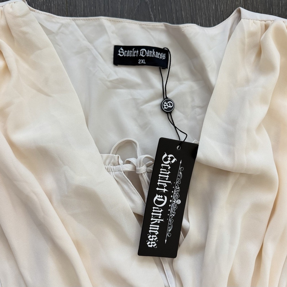 Scarlet Darkness NWT Renaissance Victorian Dress 2XL Beige Festival Milkmaid - Picture 6 of 13